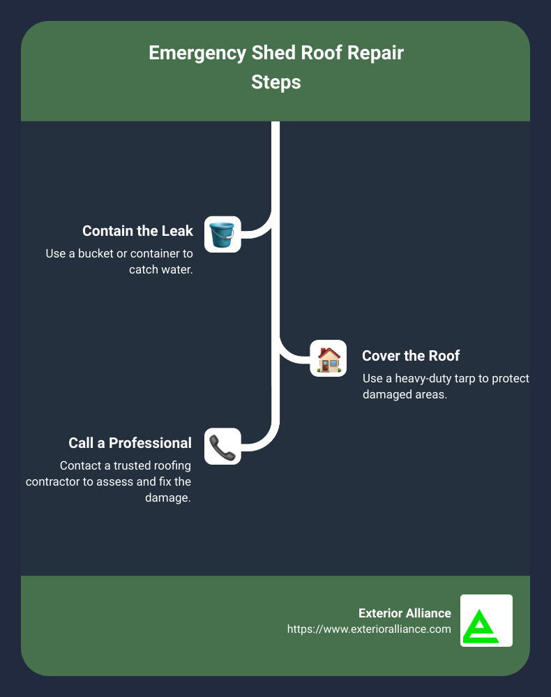 Emergency Shed Roof Repair Steps - emergency shed roof repair infographic infographic-line-3-steps