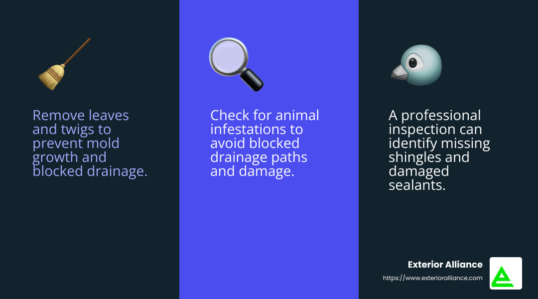 Animal Infestation Prevention Tips - commercial roofing winter preparation infographic 3_facts_emoji_blue