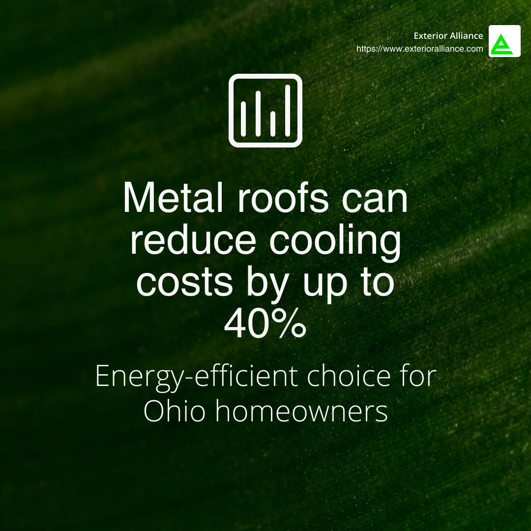 Energy savings of metal roofing - Metal roofing contractors Ohio infographic simple-stat-green