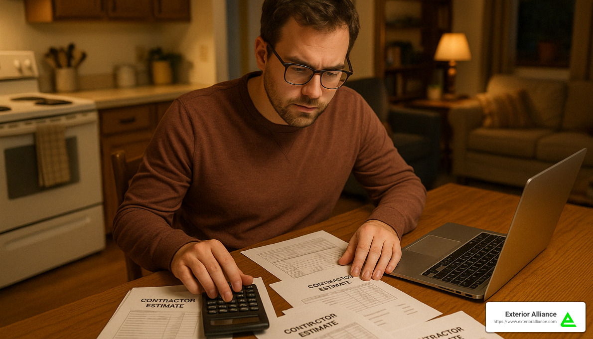 homeowner reviewing contractor estimates - ohio siding contractors