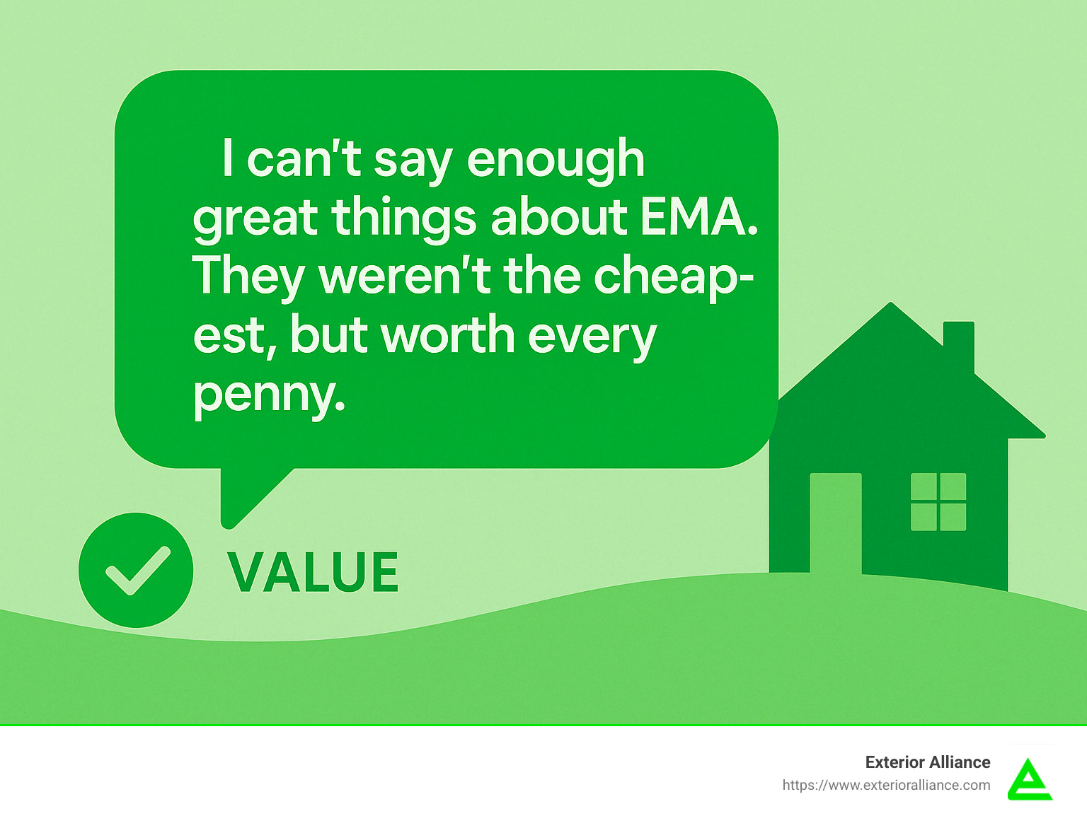 Customer quote: "I can't say enough great things about EMA. They weren't the cheapest, but worth every penny." - ohio siding contractors infographic