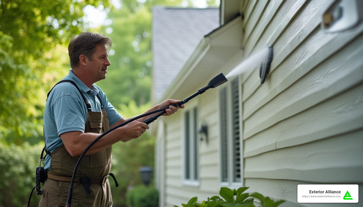 homeowner cleaning siding - ohio siding contractors