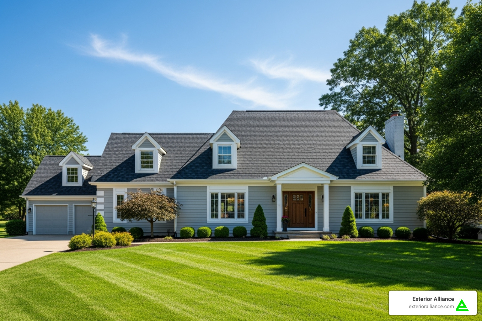 New Albany Ohio home with a well-maintained roof on a sunny day - New Albany roof repair