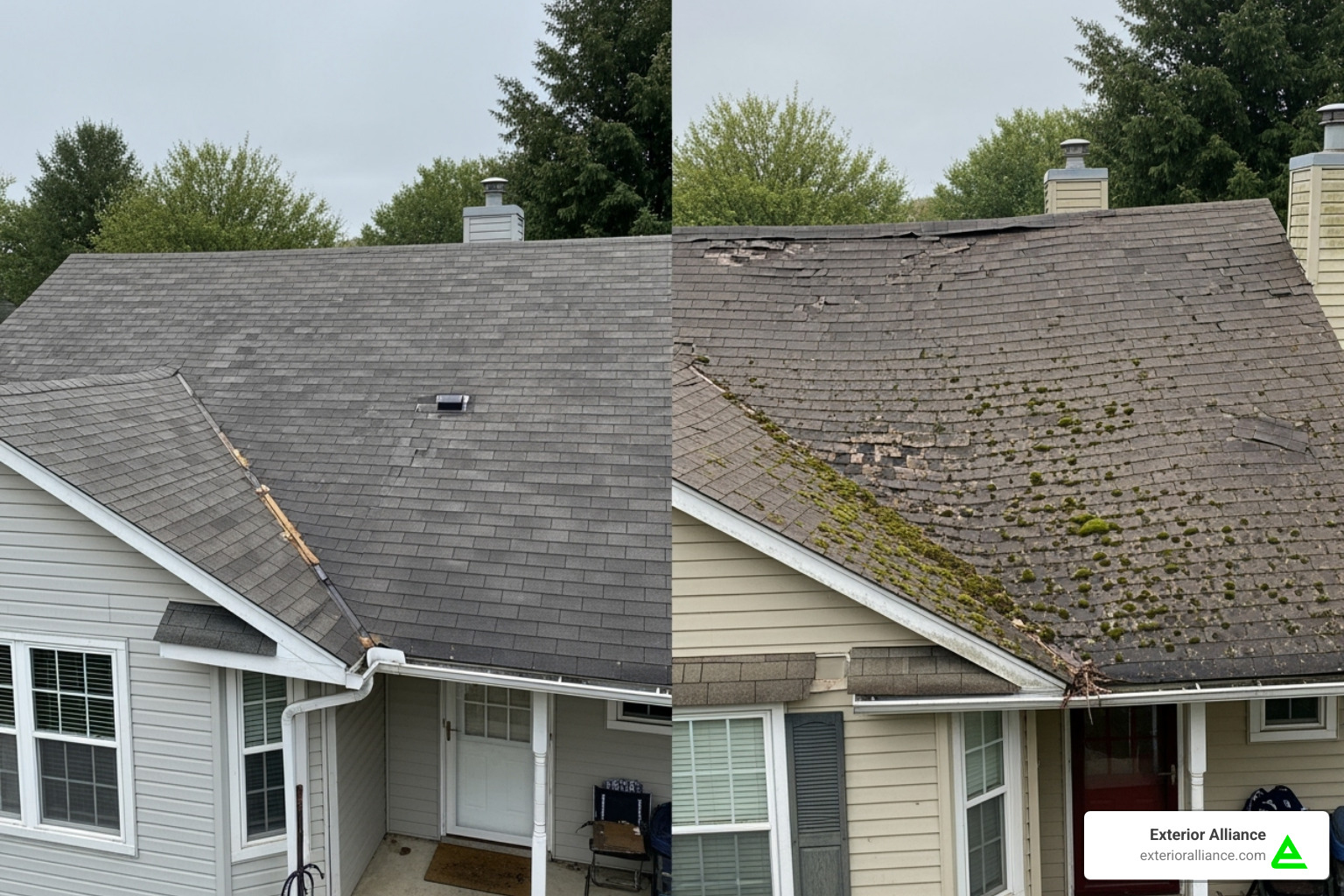 TABLE comparing Roof Repair vs. Roof Replacement based on Age, Damage, and Cost - New Albany roof repair