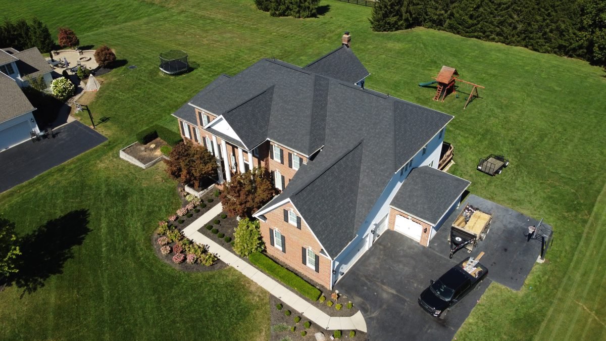 Residential roofing birds-eye-view