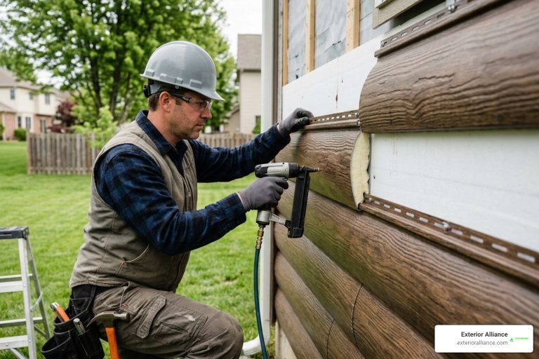 artificial log cabin siding